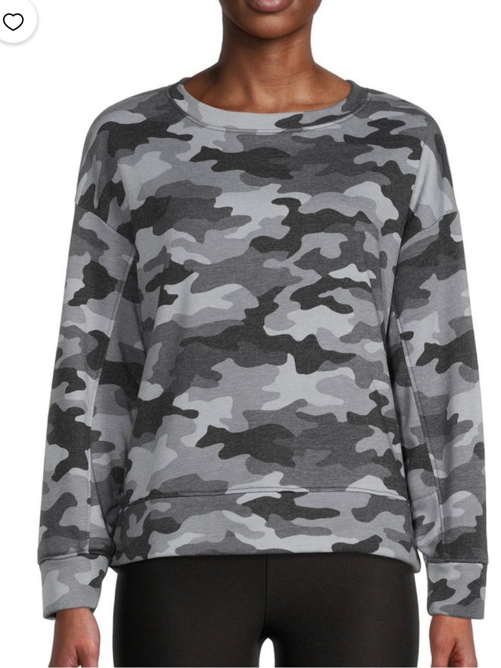 Women's Gray Camo Crewneck Sweater sweatshirt sleepwear Medium